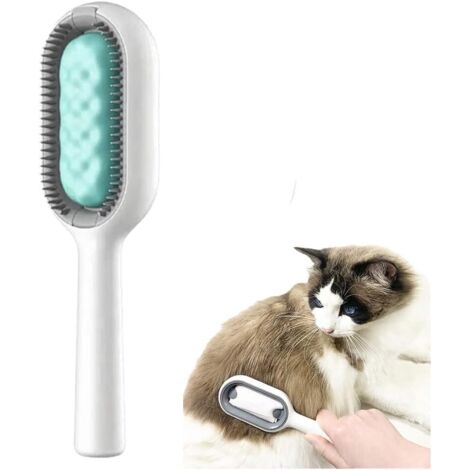 Brosse de Nettoyage Multifonctionnelle Portable pour Animaux de Compagnie, 2 en 1 pour l’Épilation et le Nettoyage des Poils des Chats et Chiens Sensibles (Vert, Peigne pour Poils Longs)