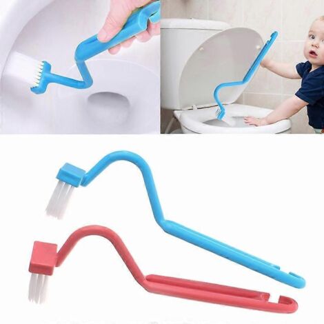 Brosse de nettoyage portable pour toilettes, brosse de nettoyage en forme de V avec manche coudé