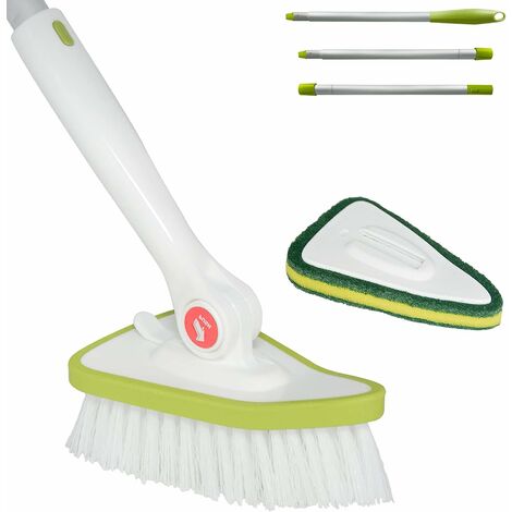 Brosse de nettoyage pour baignoire et carrelage, brosse de nettoyage de douche 2 en 1 avec manche extensible de 150cm de long et tampon de brosse à récurer interchangeable