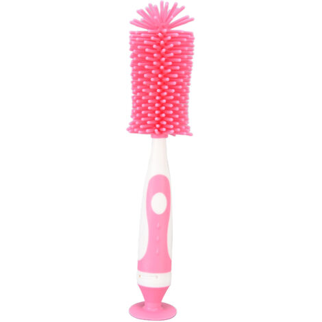 Brosse de Nettoyage pour Biberons en Silicone Doux - Rose