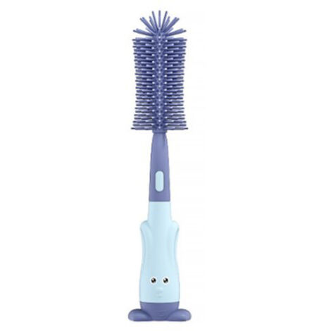 Brosse de Nettoyage pour Biberons en Silicone Lapin, Manche Long, Sans Emballage, Bleu