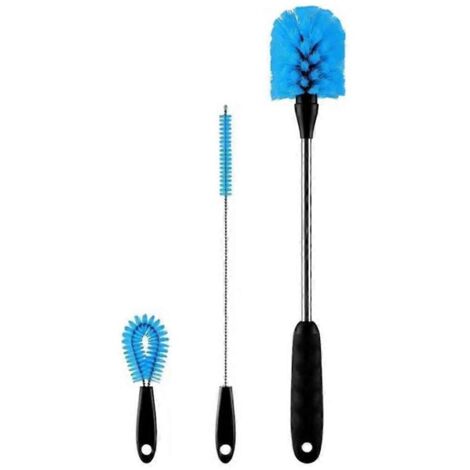 Brosse de Nettoyage pour Bouteilles avec Manche Long et Brosse à Pailles