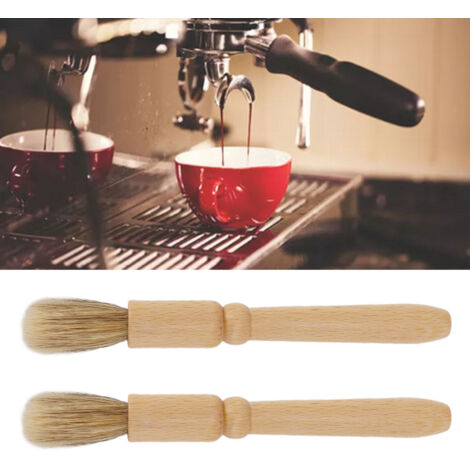 Brosse de Nettoyage Pour Broyeur À Café - 2 Pcs, Manche En Bois De Hêtre, Dimensions Compactes