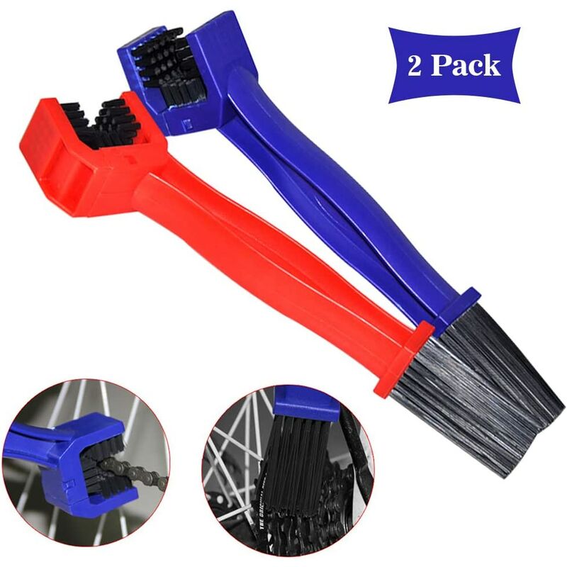 Bearsu - Brosse de Nettoyage pour chaîne de vélo Rouge et Bleu