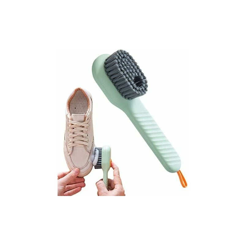 Fortuneville - Brosse de nettoyage pour chaussures, modèle de pression, brosse à décharge liquide automatique, brosse de nettoyage à poils souples,