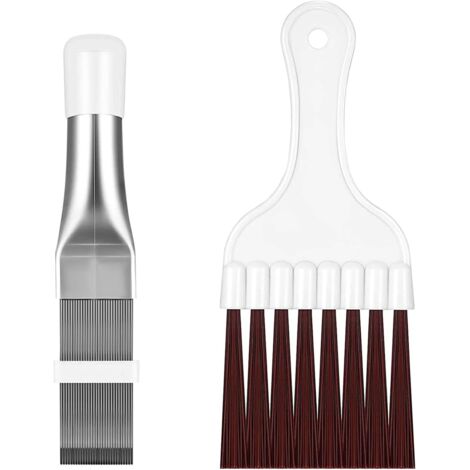 Brosse de Nettoyage pour Condenseur, Lot de 2 Peignes en Acier Inoxydable et Plastique, pour Sèche-Linge à Pompe à Chaleur, Échangeur et Entretien Climatiseur
