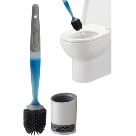 Brosse de nettoyage pour cuvette de toilette – 43 x 10,5 cm  Nettoyage en profondeur avec distributeur de liquide rechargeable  Brosse à poser au sol et au mur pour hôtels, toilettes