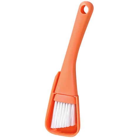 Brosse de nettoyage pour fente de fenêtre Nettoyant pour fente de fenêtre Porte dégagement au sol Brosse pour clavier + pelle à poussière 2 en 1 Kit d'outils de nettoyage domestique 1 pièces (Orange)