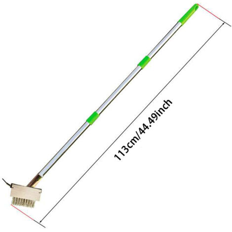 Brosse de Nettoyage pour Fissures de Terrasse 3 Sections 113cm, Outil Anti-Mousse et Désherbage avec Raclette pour Pavés