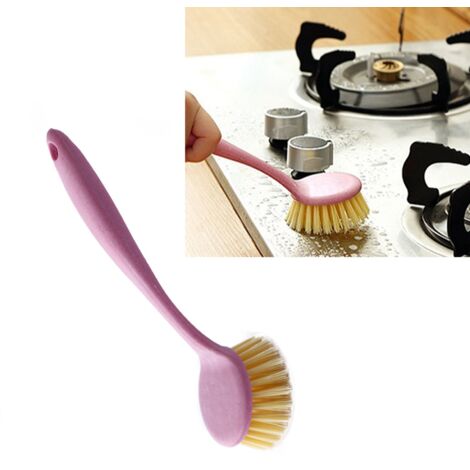 Brosse de Nettoyage pour la Cuisine - Avec Manche Longue, Conception Anti-Graisse, Matériau Plastique Résistant et Design Suspendable - pour Pots et Casseroles