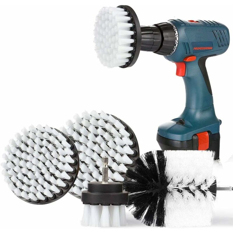 Brosse de Nettoyage pour Perceuse, 2'' / 3,5'' / 4'' / 5'' Arcenciél Perceuse Nettoyage Brosse Rotative Nettoyage à Poils Souples ​pour Perceuse
