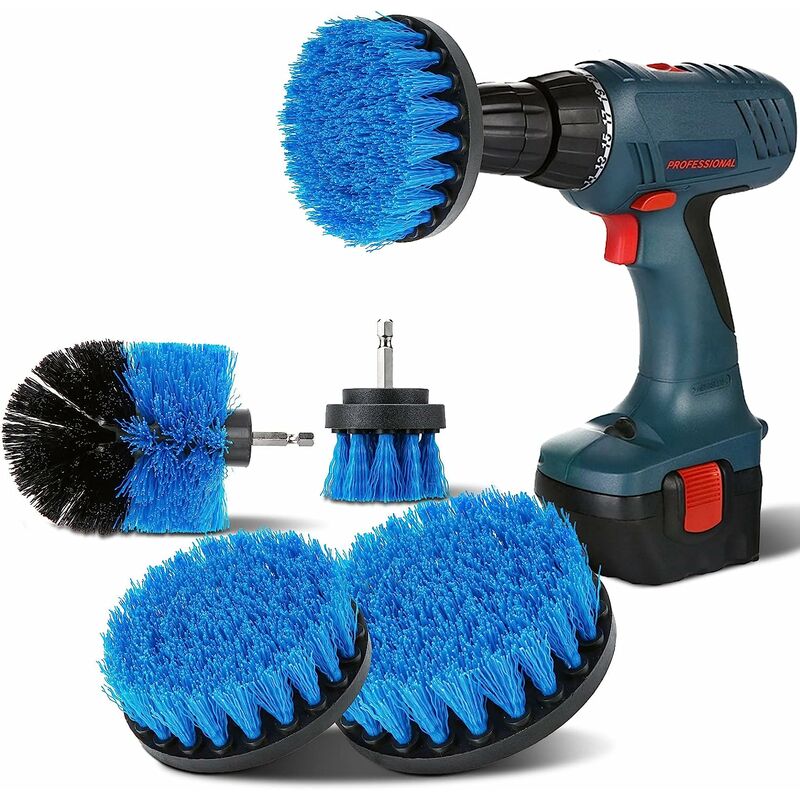 Brosse de Nettoyage pour Perceuse 4 Pièces, Brosse Rotative Nettoyage de 2'' / 3,5'' / 4'' / 5'' pour Perceuse Electrique Brosse Perceuse Nettoyage à