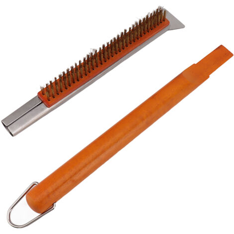 Brosse de Nettoyage pour Pierre à Pizza, 21 Pouces avec Grattoir et Fil de Cuivre, Accessoire Four à Pizza