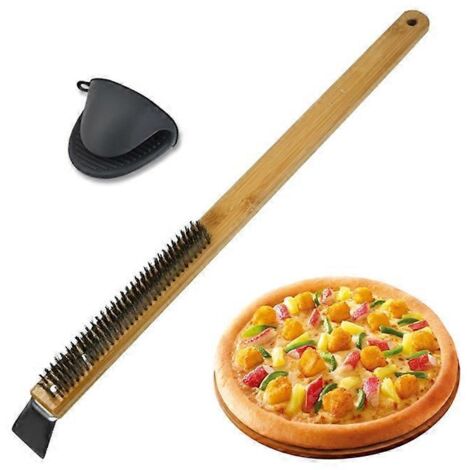 Brosse de nettoyage pour pierre à pizza avec grattoir, brosse de nettoyage pour four de cuisine