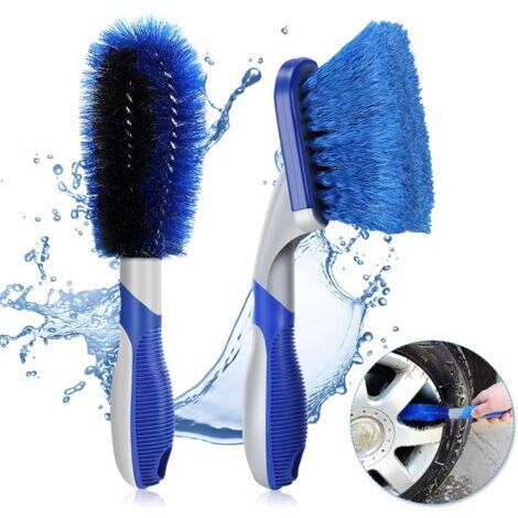 Brosse de Nettoyage pour Voiture,Brosse Nettoyage Jantes enjoliveurs 2PCS (Bleu),Brosse de Lavage de Jantes protégeant Les Surfaces - Brosse de détail pour Voiture, Moto et CIE
