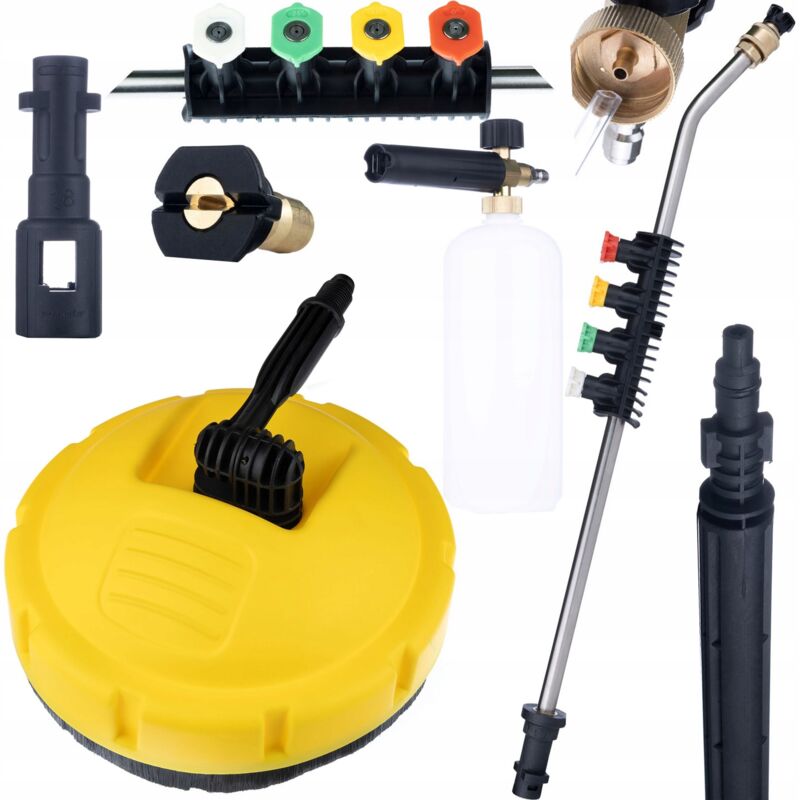 Spazzola pulizia barra Rosfix T-racer per idropulitrici Karcher + Lancia per idropulitrice da 1/4', piegata 15° con set di 5 ugelli e manico +