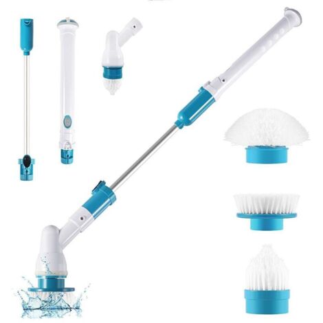 Brosse de nettoyage rotative électrique avec 3 têtes de brosse de nettoyage remplaçables, brosse à récurer télescopique étanche, adaptée à la salle de bain, au mur (Réglementation européenne) H509