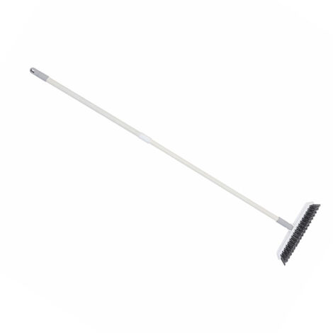 Brosse de Nettoyage Scrub: Balai Extensible Gris Blanc pour Sol, Salle de Bain et Douche avec Poignée Télescopique (28cm x 127cm, PVC, 385g)