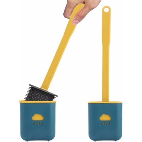 Brosse de nettoyage Toilet Cloud Soft Glue Soft Glue pour les recoins difficiles d'accès, brosse à ressort pour WC, brosse WC à manche long, marque verte-AquaForge