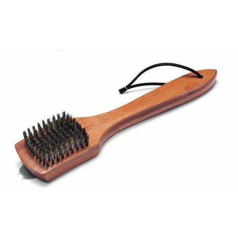 Brosse de nettoyage Weber - poignée bambou, 30 cm, poils acier inoxydable