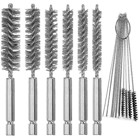 Brosse de perçage en acier inoxydable, brosse métallique torsadée avec manche, embout hexagonal 1/4 pouce, kit de perçage pour baignoire