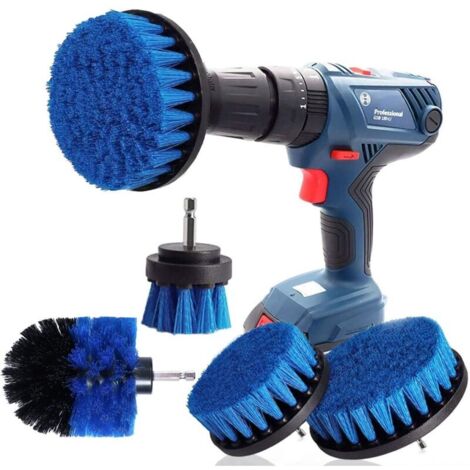 Brosse de perceuse Fixation Brosses de perceuse Fixation Scrubber Kit de nettoyage pour voiture douche nettoyage carrelage roues tapis coulis tapisserie d'ameublement 4 pièces