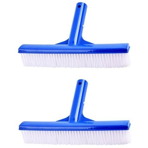 Brosse de piscine 2 pièces avec tête de nettoyage en plastique, balai et brosse pour parois.