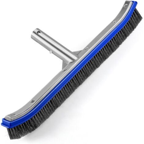 Brosse de piscine pour nettoyer les parois, le carrelage et le sol de la piscine, brosse de nettoyage robuste en fil d'aluminium et acier inoxydable de 45,7 cm pour brosses de nettoyage incurvées avec