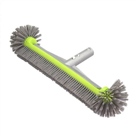 Brosse de piscine professionnelle à bout rond, 17 pouces (environ 43 cm) de long, dos robuste en aluminium pour le nettoyage des parois de la piscine, 7 rangées de poils en nylon de haute qualité avec