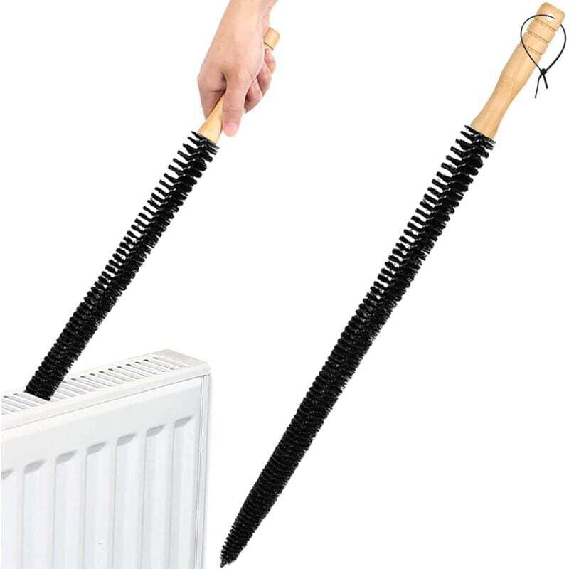 Brosse de radiateur avec Manche en Bois Long et Flexible - Brosse à Poils Doux