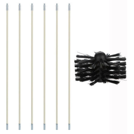 Brosse de ramonage, kit de nettoyage pour poêles à bois et à granulés comprenant 9 tuyaux en nylon, 1 tête de brosse et 1 tige hexagonale pour conduits d'évacuation de granulés – RAPANDA