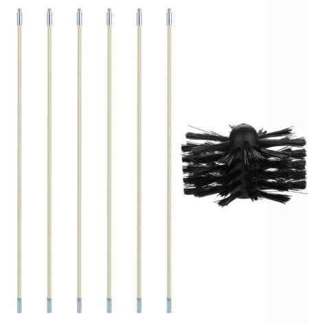 Brosse de ramonage, kit de nettoyage pour poêles à bois et à granulés comprenant 9 tuyaux en nylon, 1 tête de brosse et 1 tige hexagonale pour conduits d'évacuation de granulés – RAPANDA