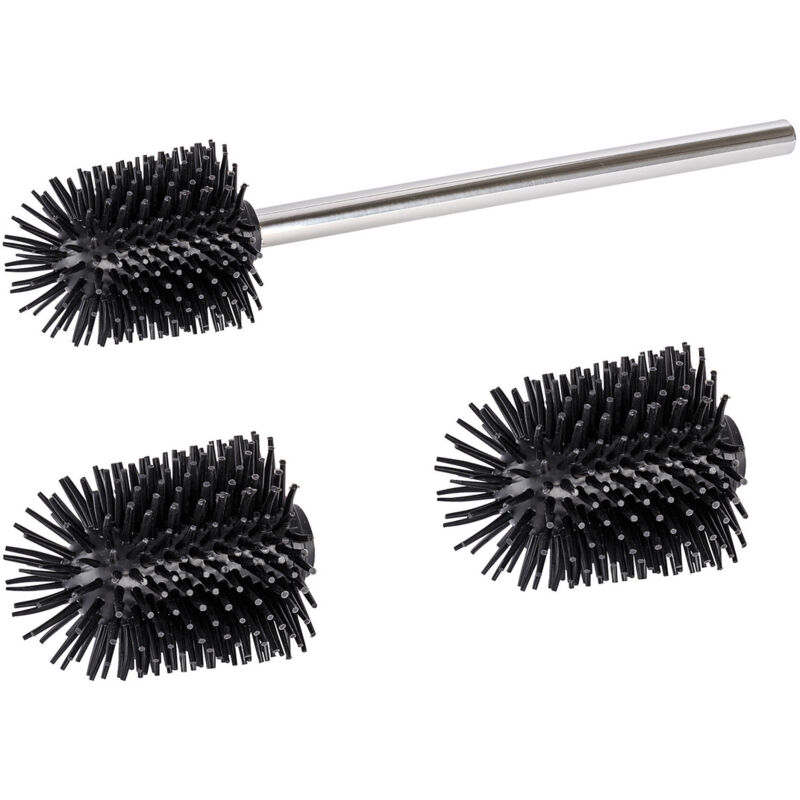 WENKO WC-Reinigungsbürste Set 3 Stk. aus Edelstahl  Silikon Durchmesser 7,5 cm, schwarz