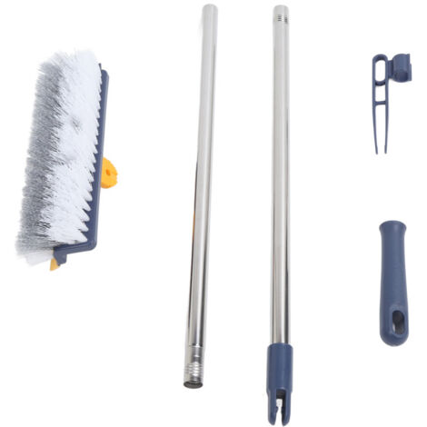 Brosse de sol 2 en 1 à manche long, brosse à joints et carrelage, poils rigides, rotation 180° (bleu foncé)