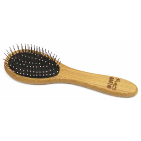 Brosse de Toilettage Bambou "Picots Perles" 19cm Naturel