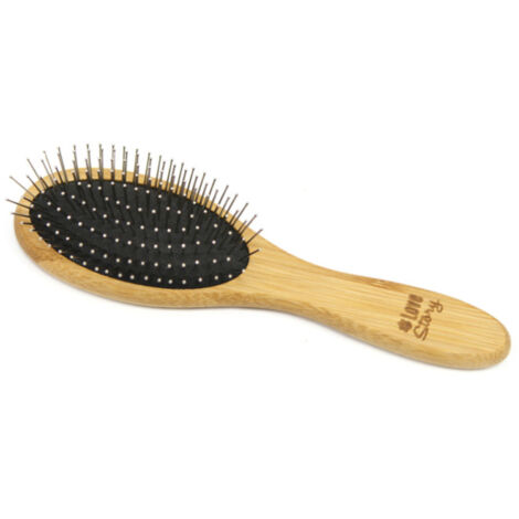 Brosse de Toilettage Bambou "Picots Perles" 22cm Naturel