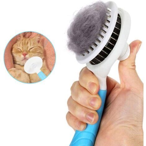 Brosse de toilettage de Chien, Brosse Chat Poil Long, Brosse Chiens et Chats Autonettoyante, avec Enlèvement des Poils en Un Clic, pour Chiens et Chats de Petite, Moyenne et Grande (Bleu)-RAPANDA