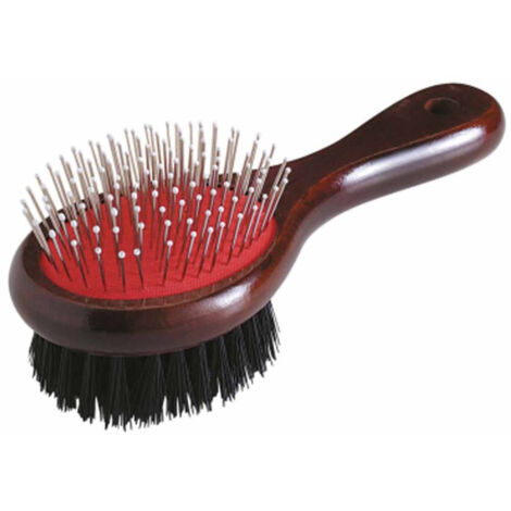 Brosse de Toilettage en Bois "Double Face" 22cm Marron