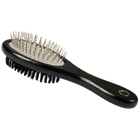 Brosse de Toilettage en Bois "Double Face" 25cm Noir
