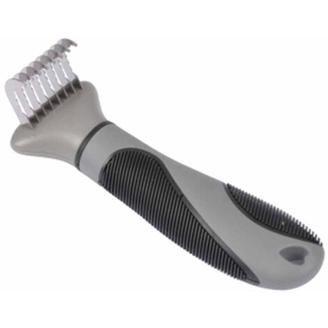 Brosse de Toilettage "Etrille à Démêler" 15cm Gris & Noir