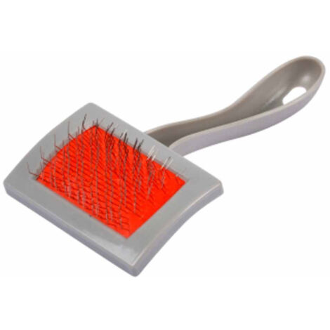Brosse de Toilettage "Picots" 15cm Gris & Rouge