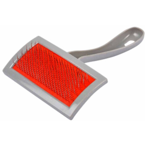 Brosse de Toilettage "Picots" 20cm Gris & Rouge