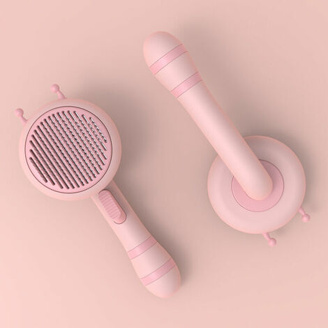 Brosse de toilettage pour animaux de compagnie pour chiens chats chiot lapin pour enlever le sous-poil lache, les poils emmeles pour les poils courts et longs Rose