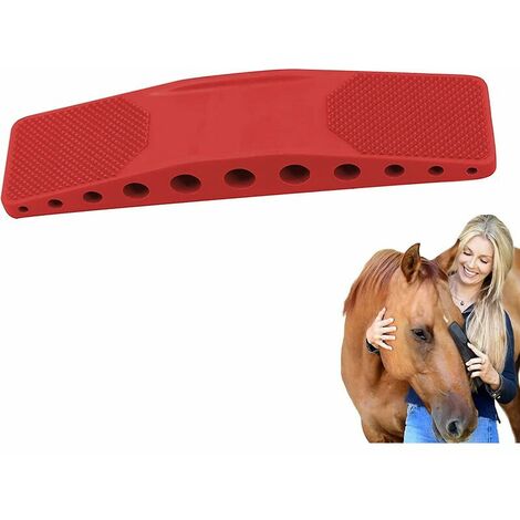 Brosse de toilettage pour chevaux, masseur de toilettage pour chevaux, brosse de toilettage pour animaux de compagnie 6 en 1, (couleur : rouge)
