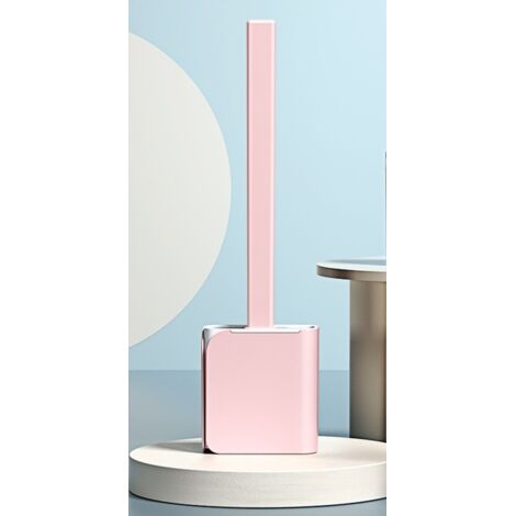 Brosse de toilette avec support à séchage rapide, compacte et rose, pour salle de bain.