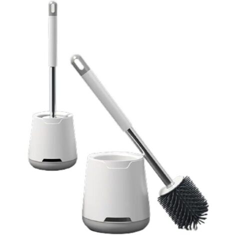 Brosse de Toilette Brosse de toilette en silicone avec poignée longue et porte-drain rapide monte mural ou outil de salle de bain