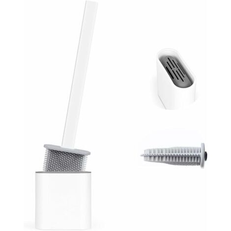 Brosse de toilette, brosse de toilette en silicone, balai suspendu, brosse de toilette longue avec support hygiénique, base filtrante et séchage rapide-AquaForge