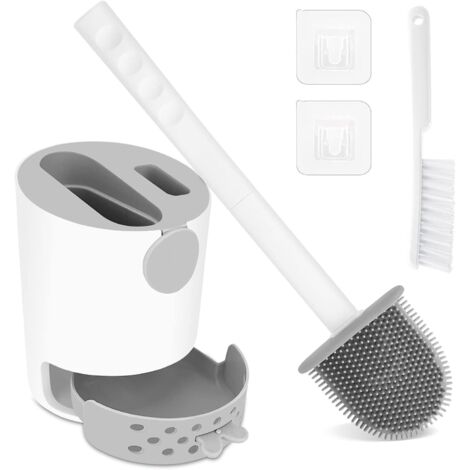 Brosse de Toilette  Brosse WC en Silicone et Brosse de Nettoyage,Balai WC avec Support Balais Balayette WC Suspendu pour Maison,Hotel