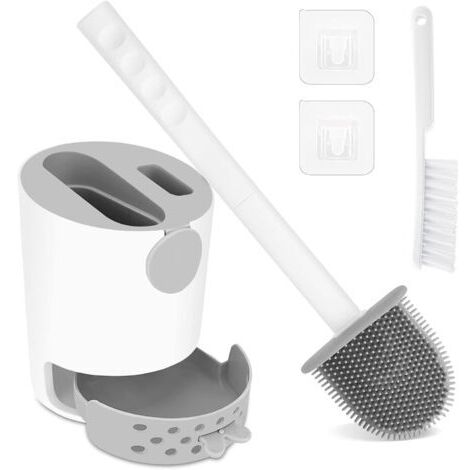 Brosse de Toilette  Brosse WC en Silicone et Brosse de Nettoyage,Balai WC avec Support Balais Balayette WC Suspendu pour Maison,Hotel