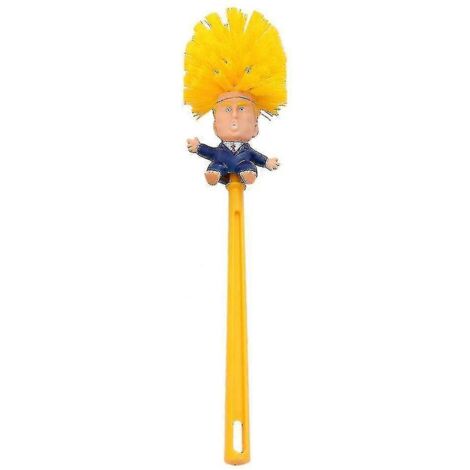 Brosse de toilette Donald Trump, nettoyante et amusante, avec support, pour le nettoyage des toilettes et de la cuvette, cadeau pour la maison, jaune vif.